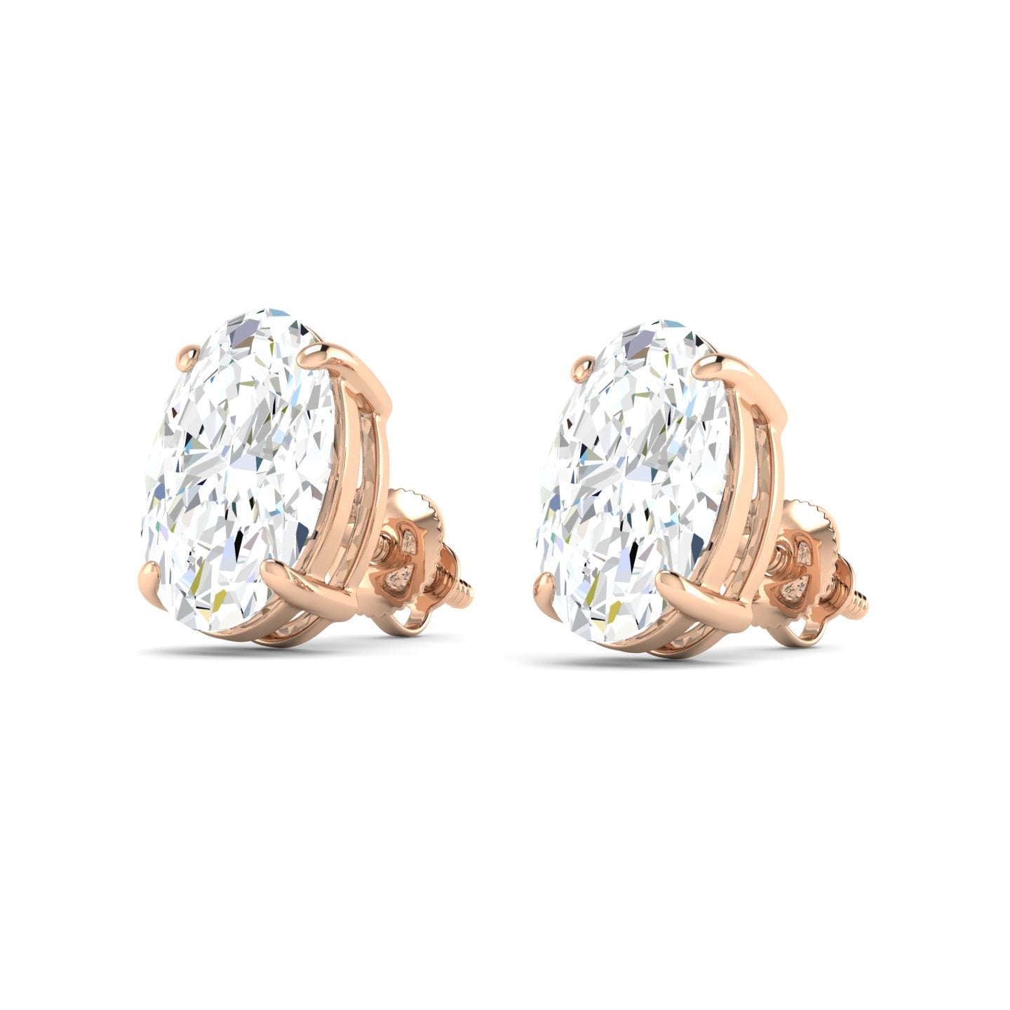 Oval Cut Stud Earring - Rose Gold