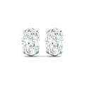 Oval Cut Stud Earring - White Gold