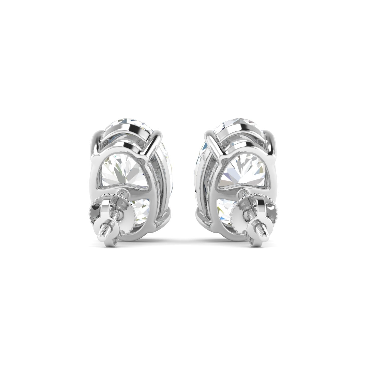 Oval Cut Stud Earring - White Gold