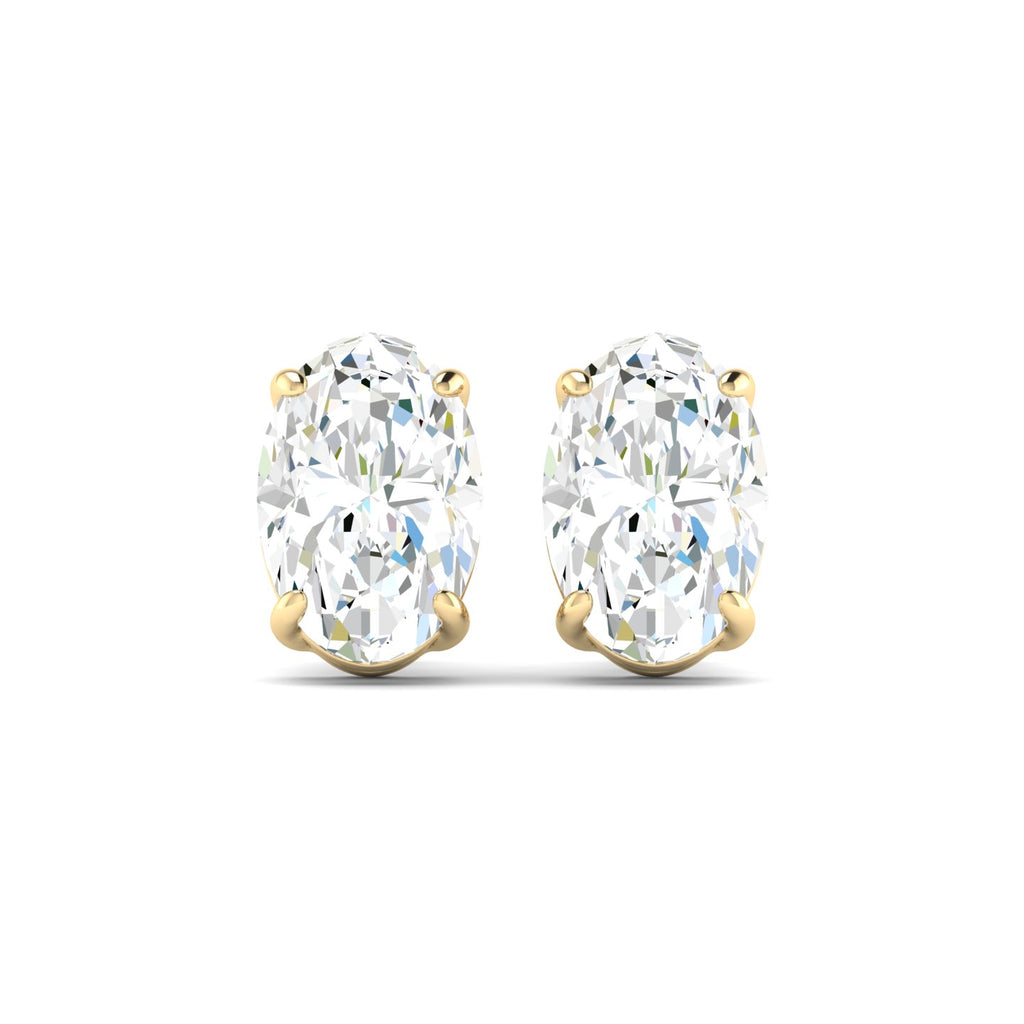 Oval Cut Stud Earring - Yellow Gold