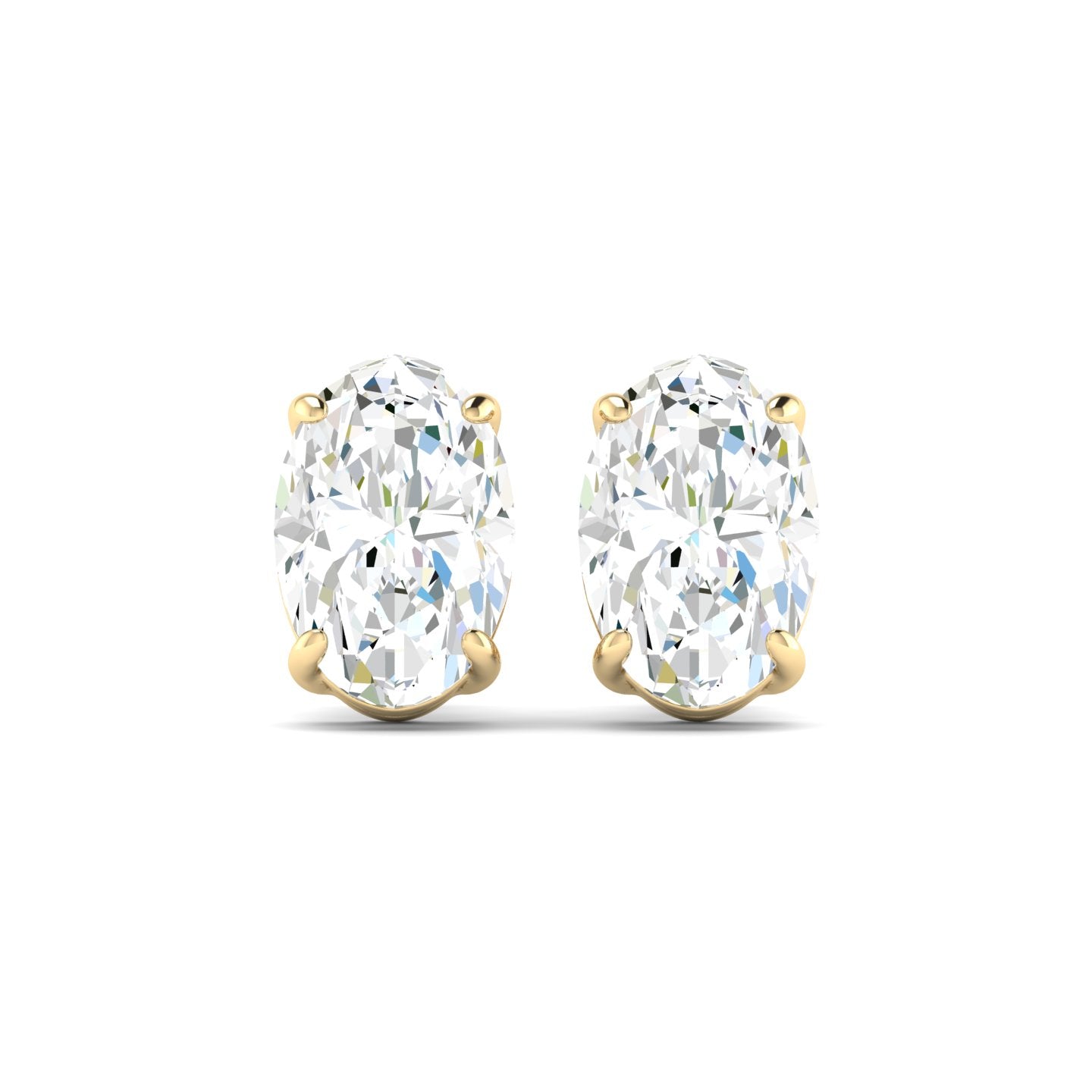 Oval Cut Stud Earring - Yellow Gold