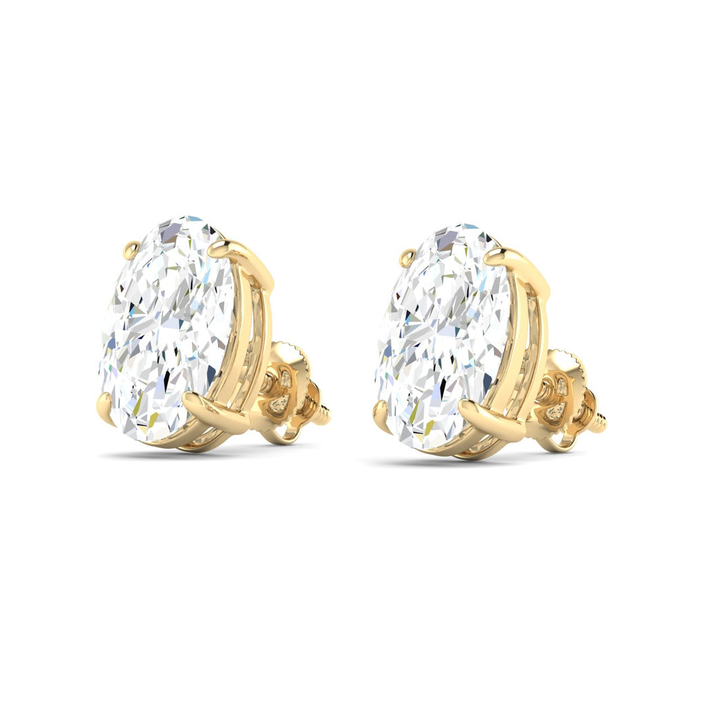 Oval Cut Stud Earring - Yellow Gold