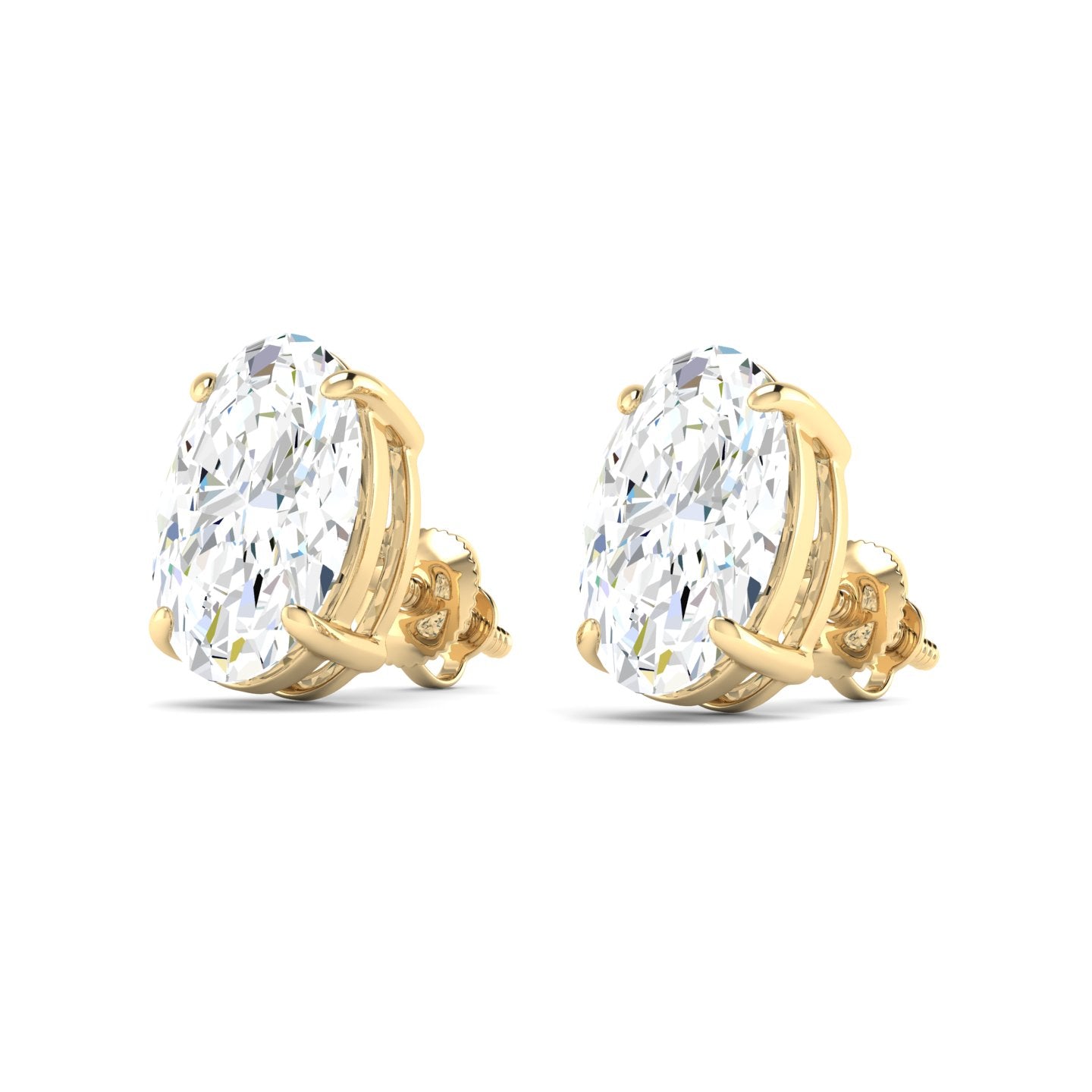 Oval Cut Stud Earring - Yellow Gold
