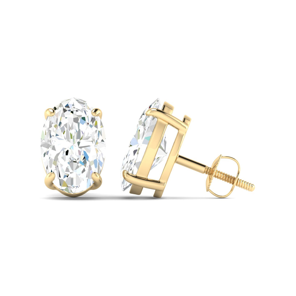 Oval Cut Stud Earring - Yellow Gold