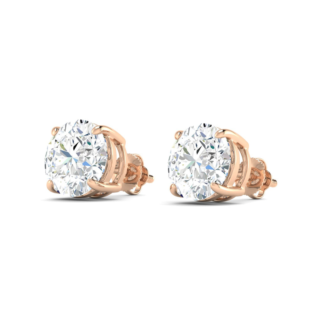 Round Cut Stud Earring - Rose Gold