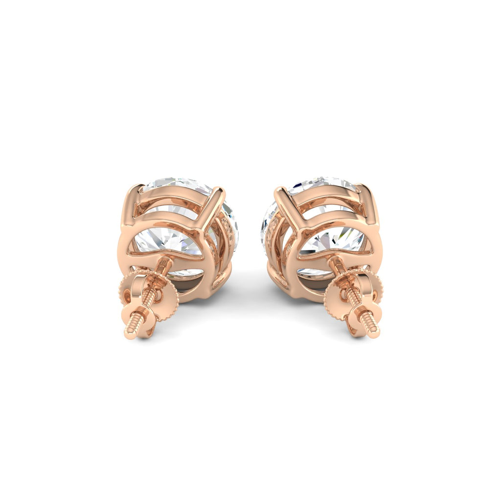 Round Cut Stud Earring - Rose Gold