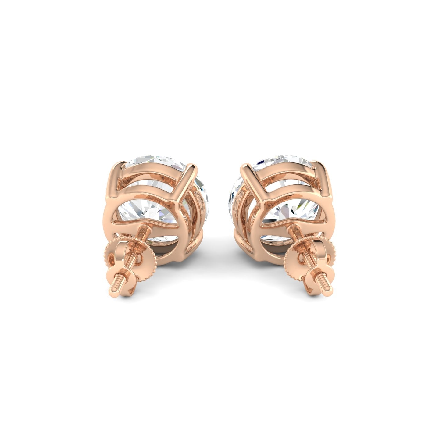 Round Cut Stud Earring - Rose Gold