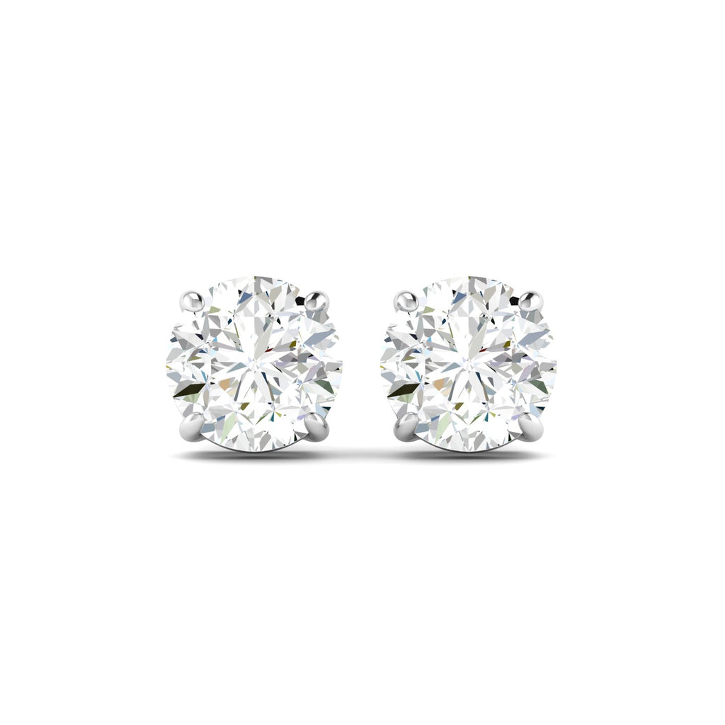 Round Cut Stud Earring - White Gold