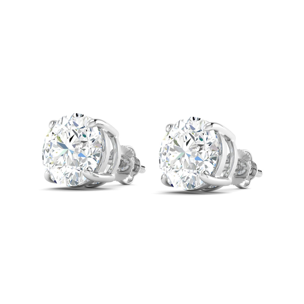 Round Cut Stud Earring - White Gold