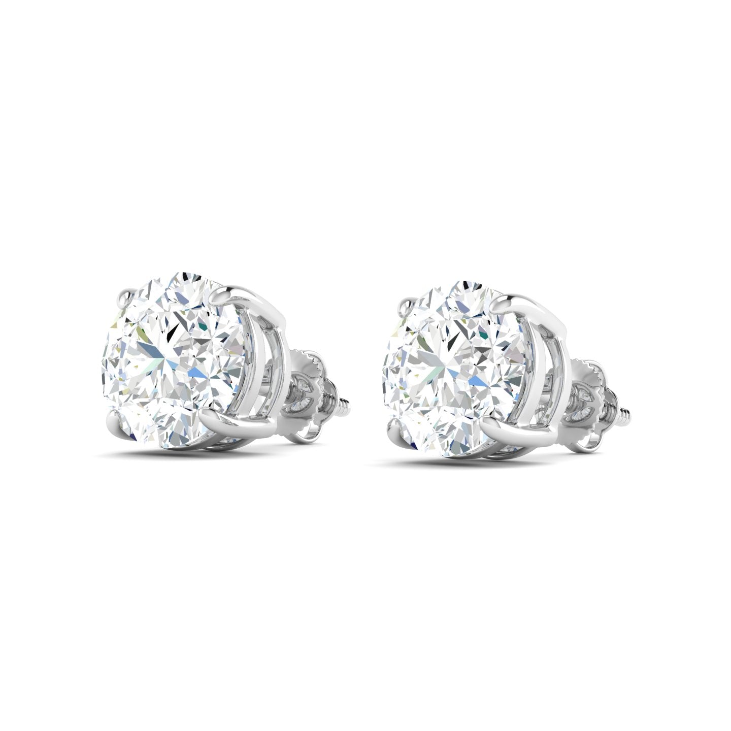 Round Cut Stud Earring - White Gold