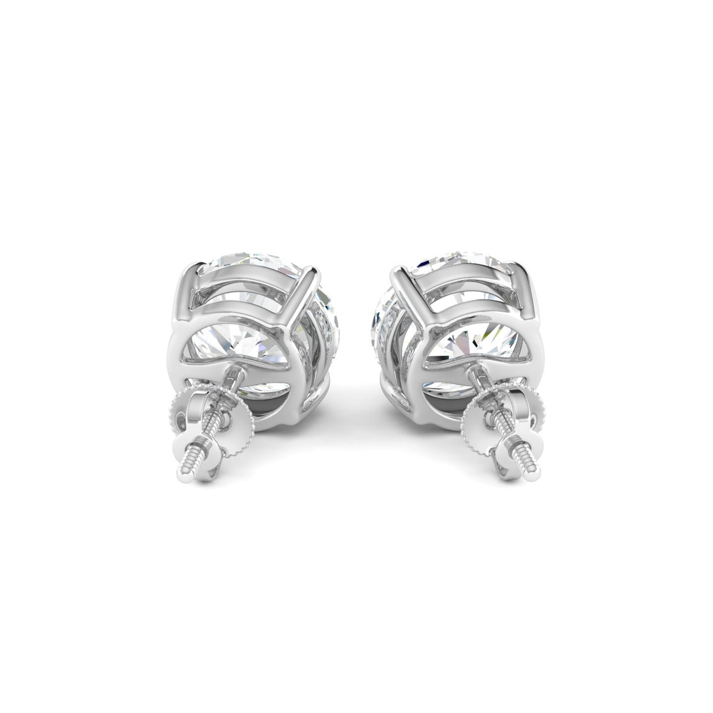 Round Cut Stud Earring - White Gold