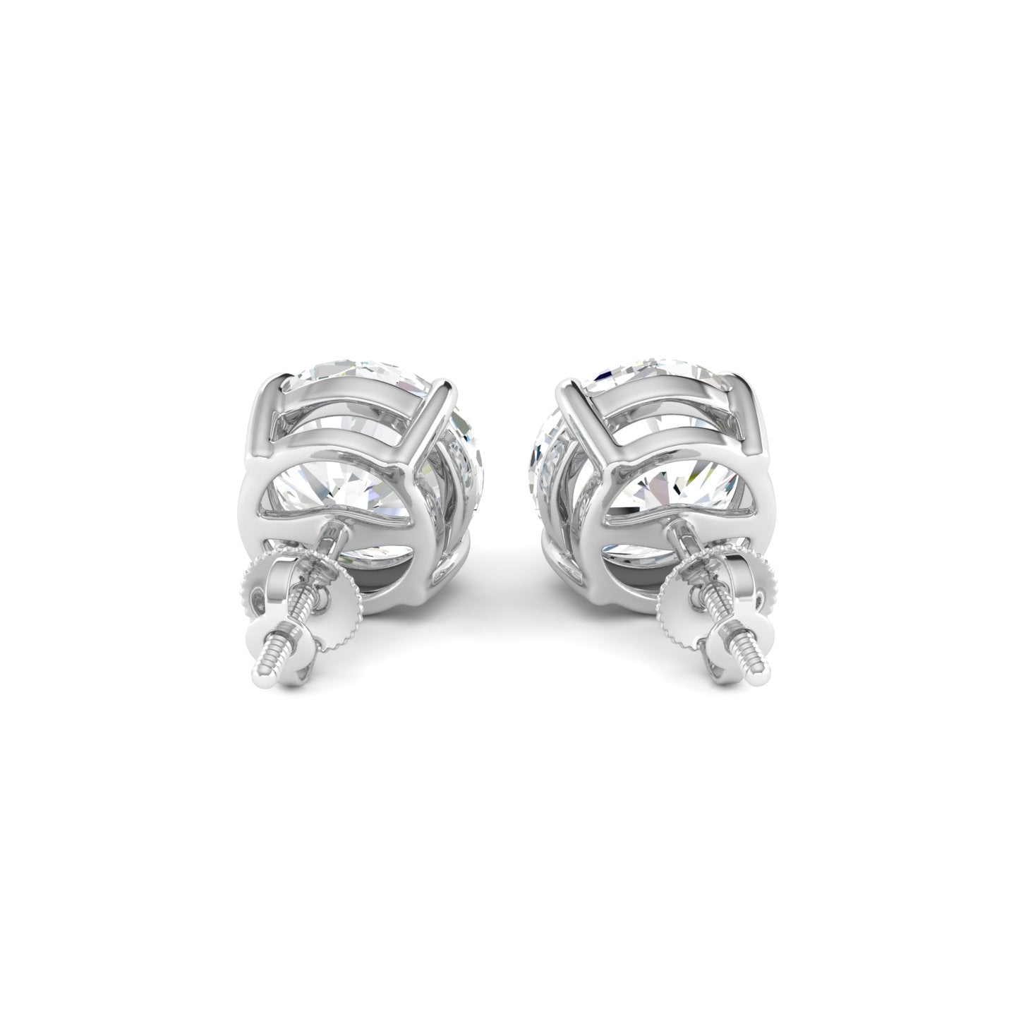 Round Cut Stud Earring - White Gold