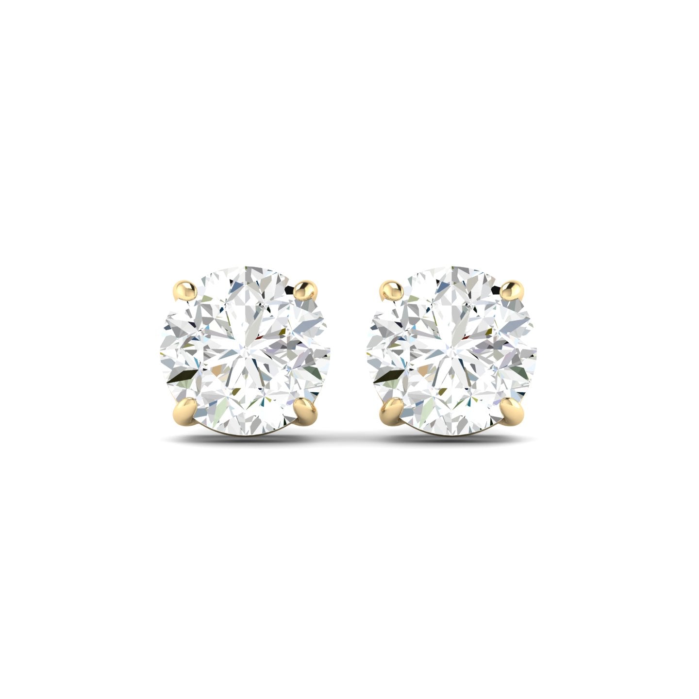 Round Cut Stud Earring - Yellow Gold