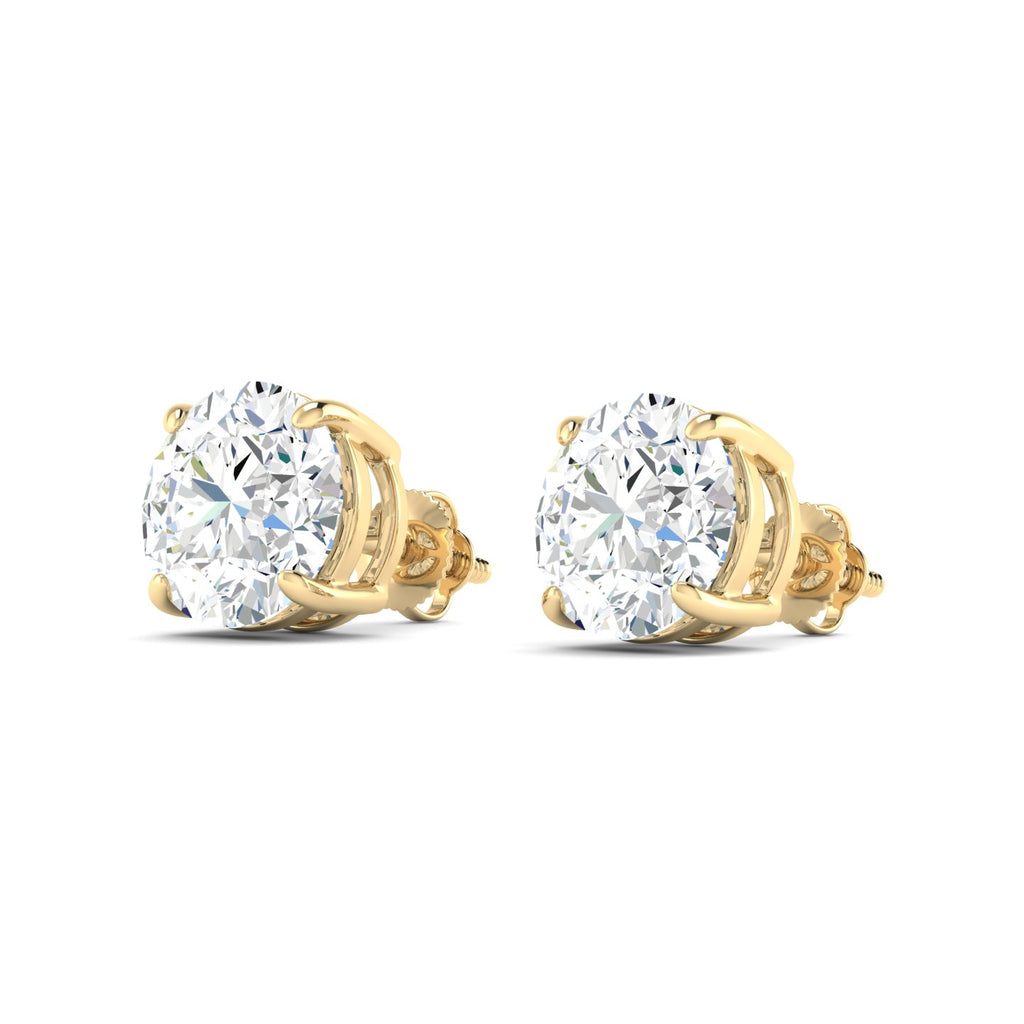 Round Cut Stud Earring - Yellow Gold