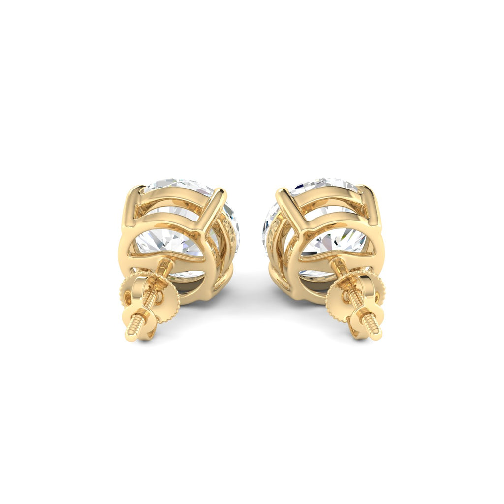 Round Cut Stud Earring - Yellow Gold