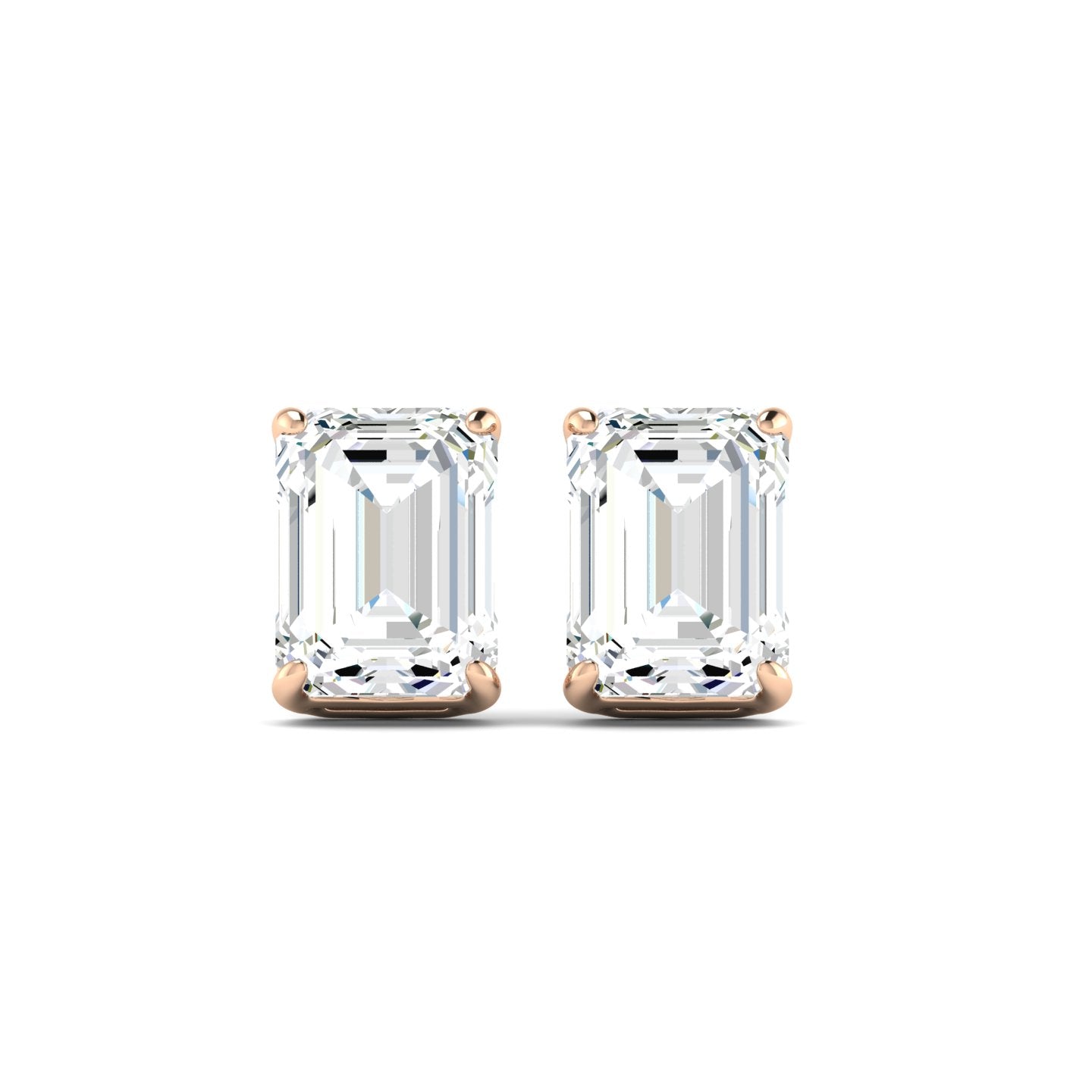 Emerald Cut Stud Earring - Rose Gold