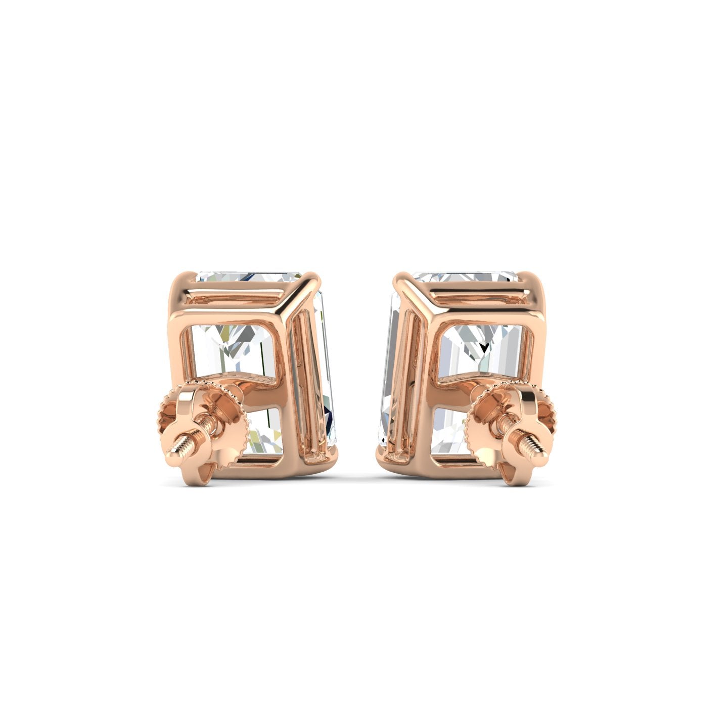 Emerald Cut Stud Earring - Rose Gold