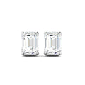 Emerald Cut Stud Earring - White Gold