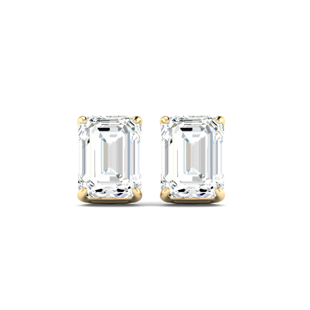 Emerald Cut Stud Earring - Yellow Gold