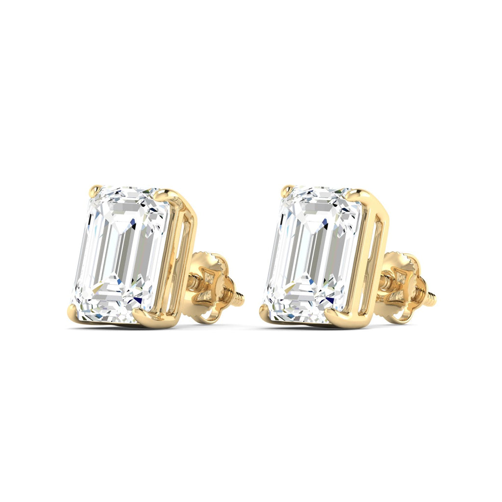 Emerald Cut Stud Earring - Yellow Gold