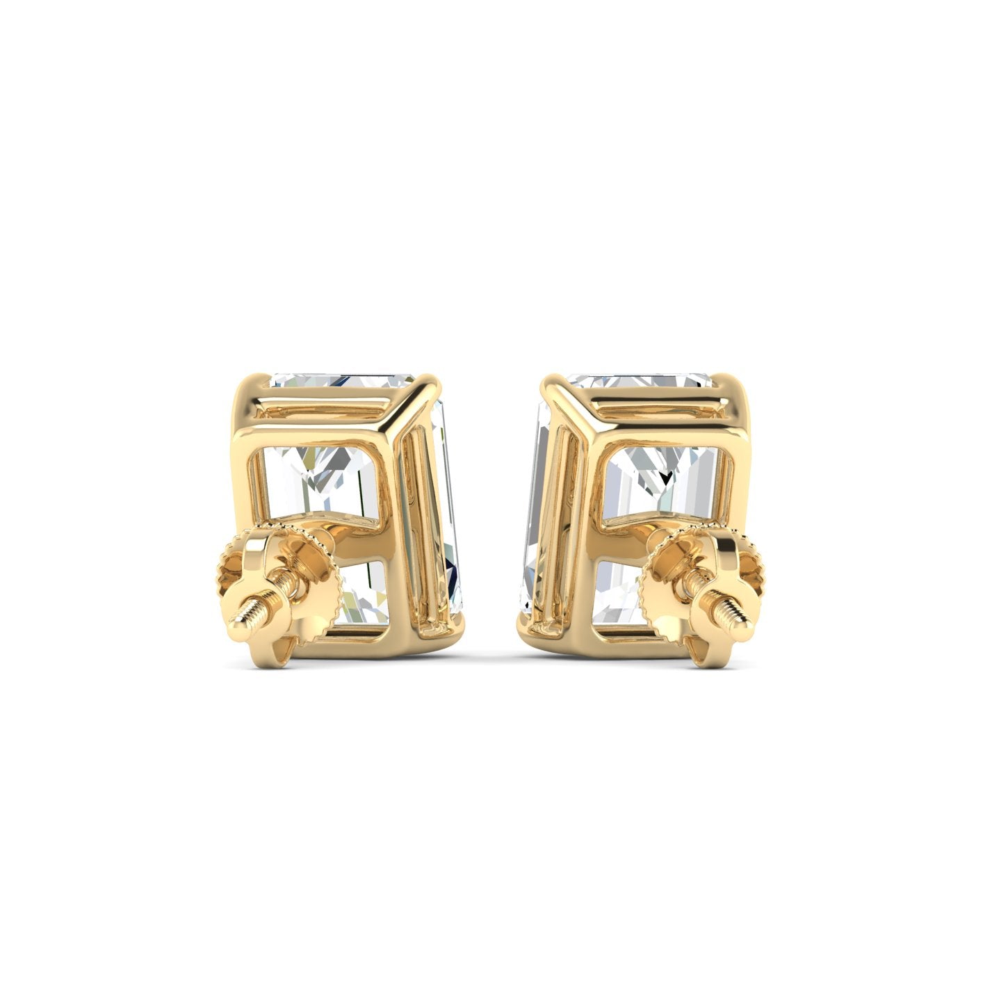 Emerald Cut Stud Earring - Yellow Gold