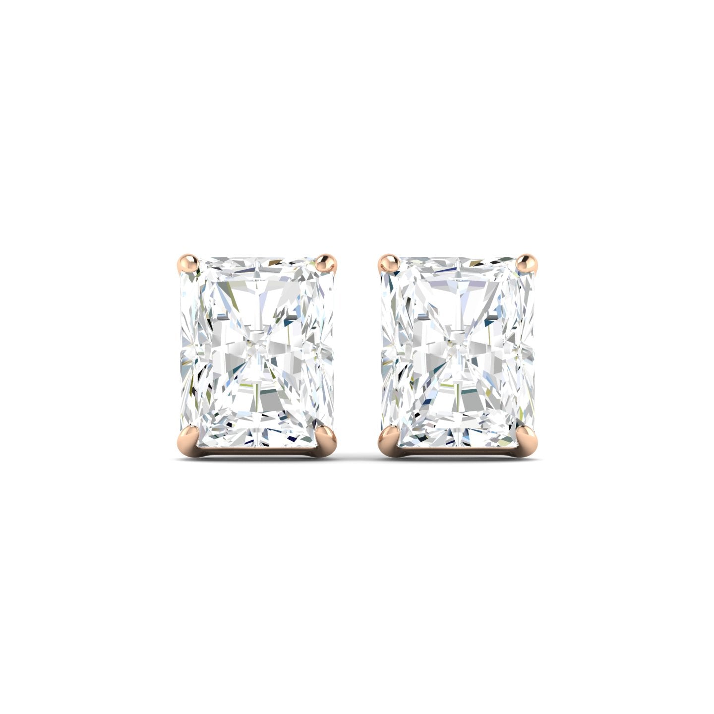 Radiant Cut Stud Earring - Rose Gold