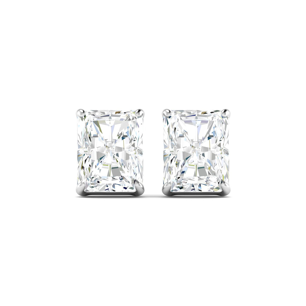 Radiant Cut Stud Earring - White Gold