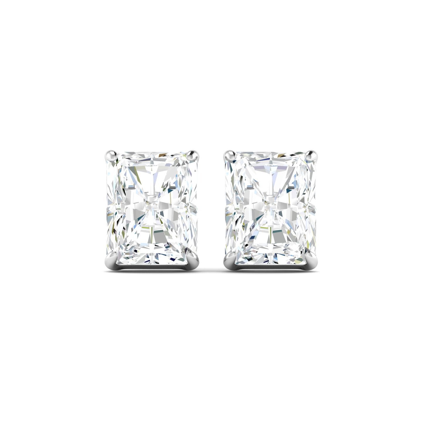 Radiant Cut Stud Earring - White Gold