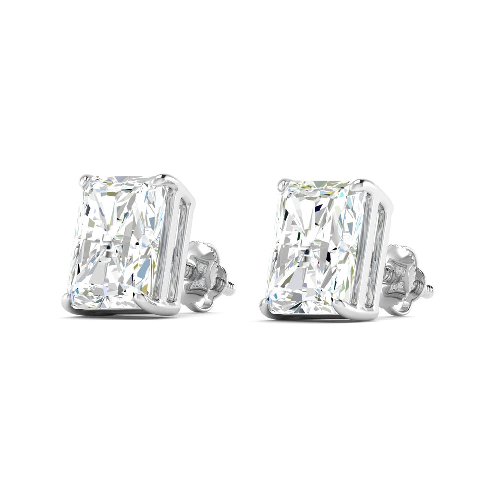 Radiant Cut Stud Earring - White Gold