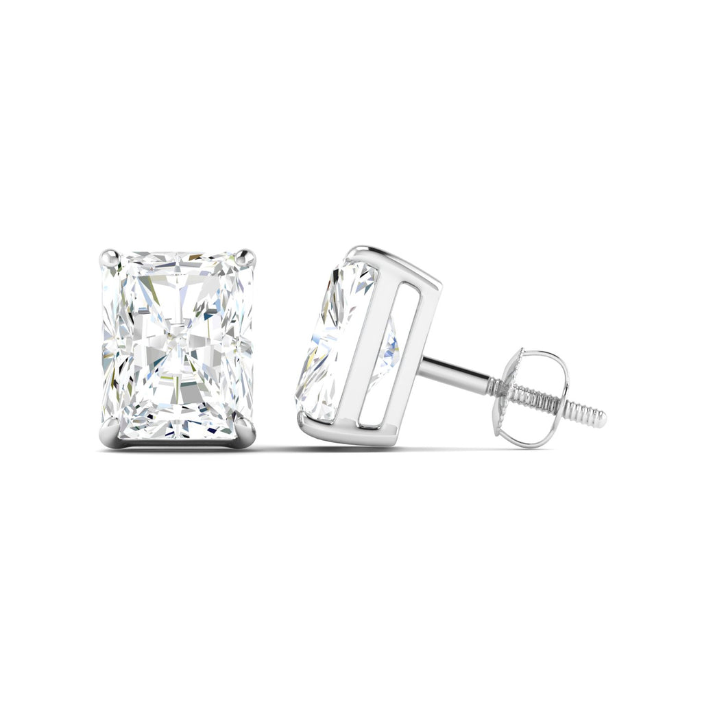 Radiant Cut Stud Earring - White Gold