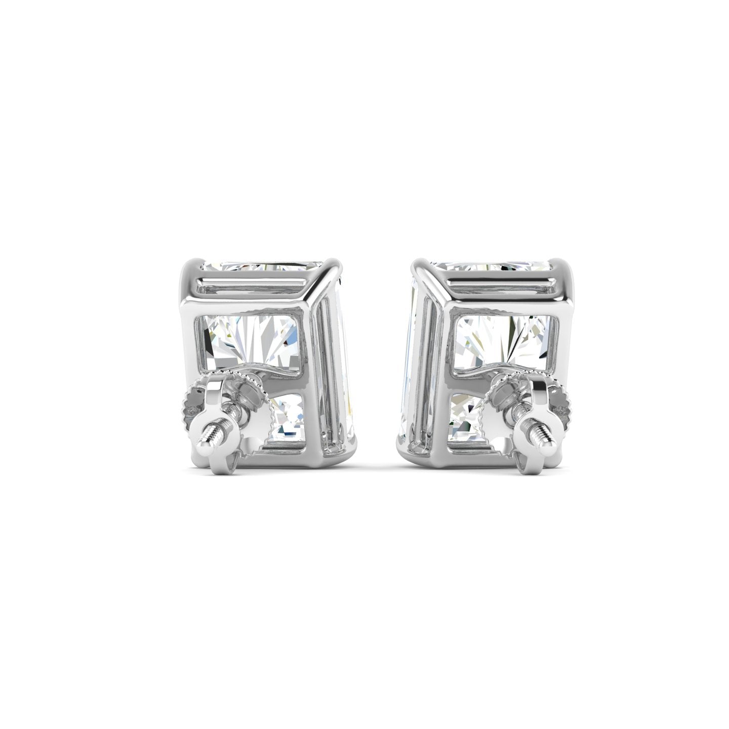 Radiant Cut Stud Earring - White Gold