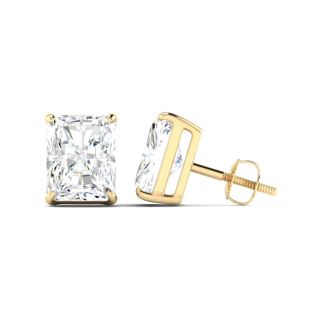 Radiant Cut Stud Earring - Yellow Gold