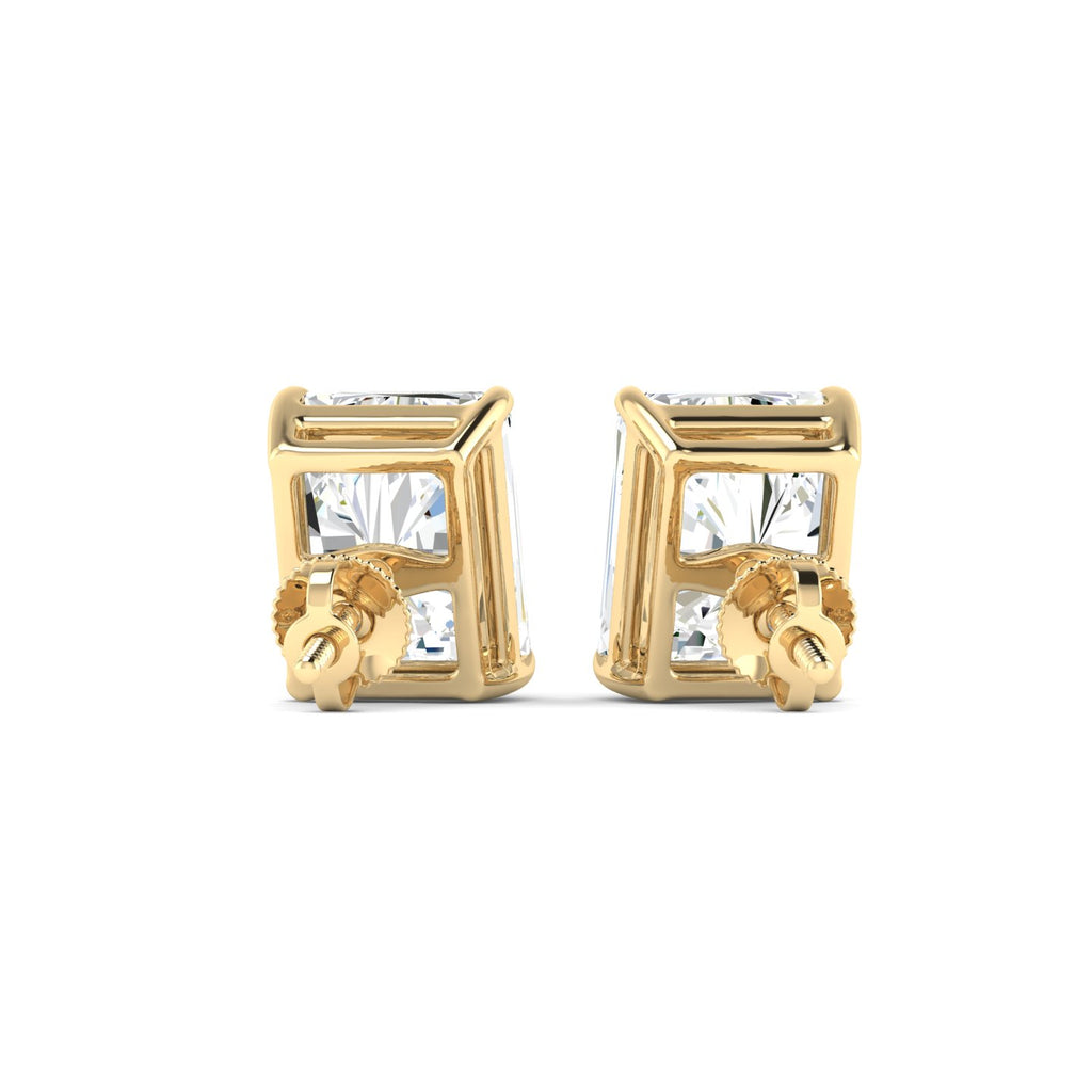 Radiant Cut Stud Earring - Yellow Gold