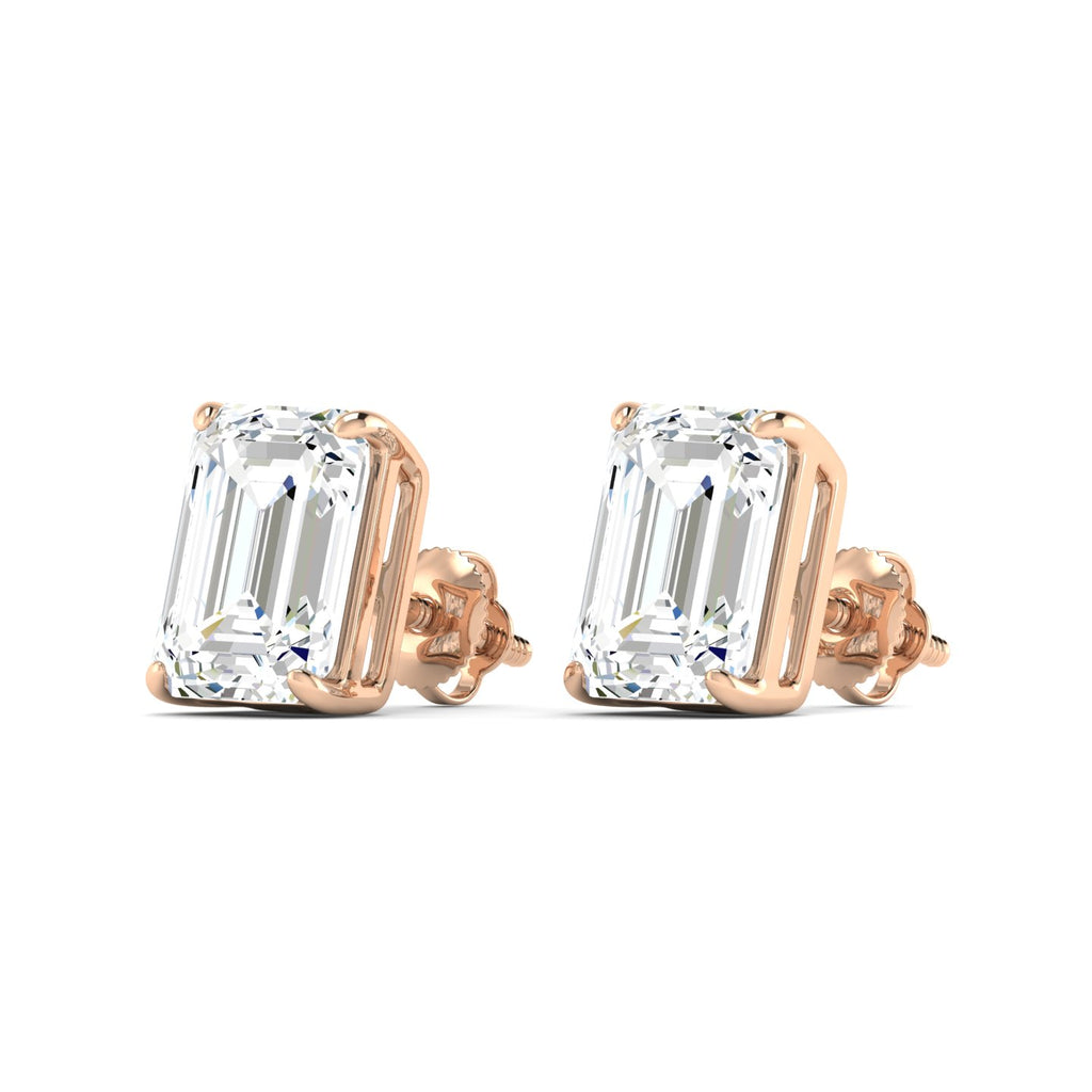 Lab Grown 3 Carat Diamond Earrings in 14K Rose Gold – VVS2 Clarity, D Color