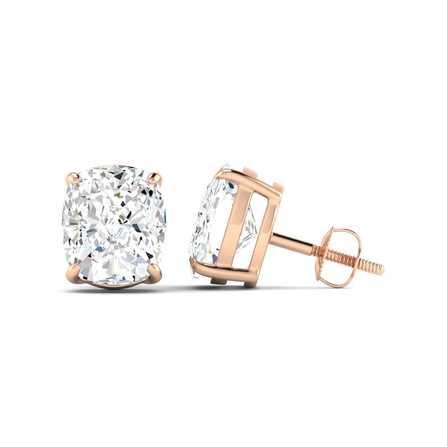 Lab Grown 3 Carat Diamond Earrings in 14K Rose Gold – VVS2 Clarity, D Color