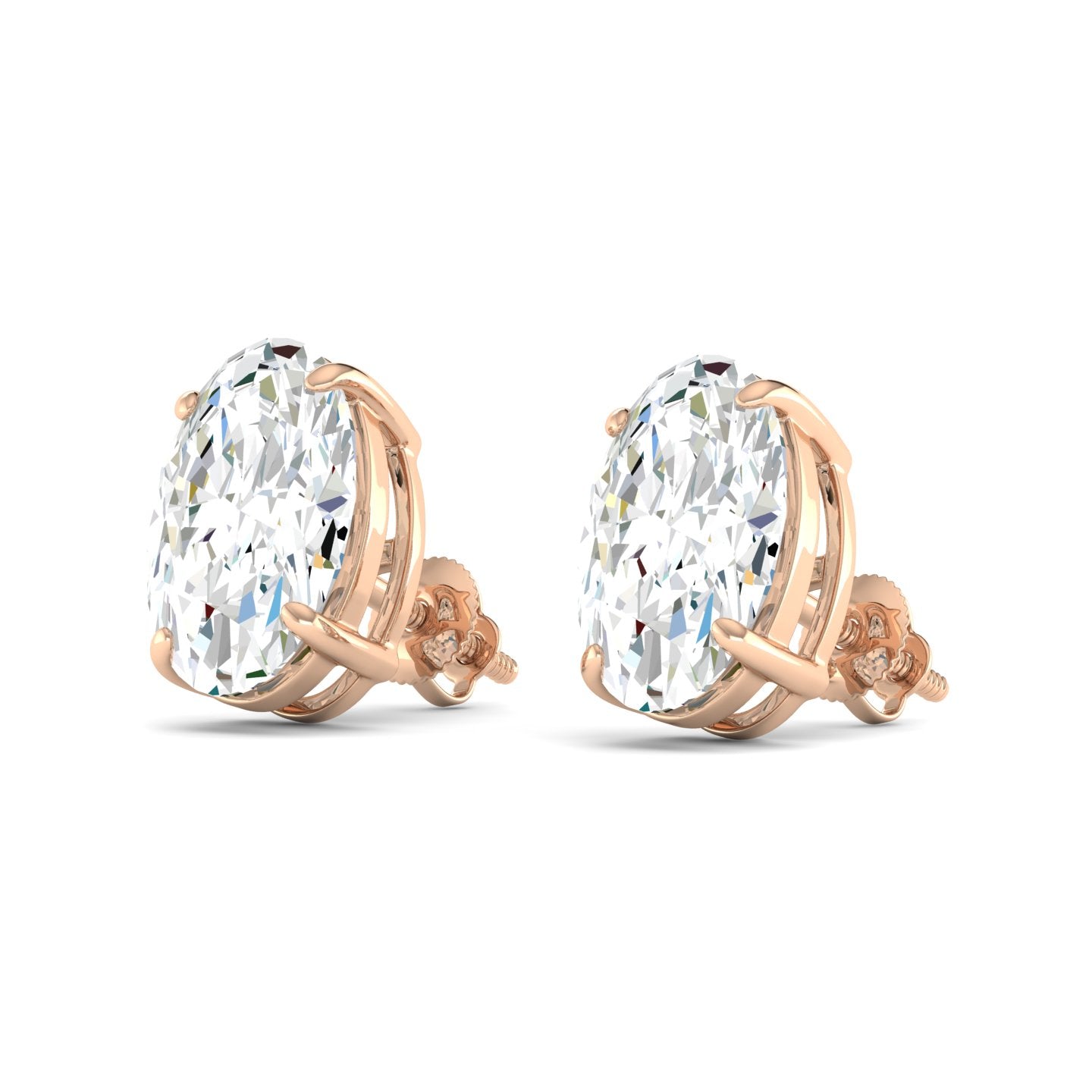 Lab Grown 3 Carat Diamond Earrings in 14K Rose Gold – VVS2 Clarity, D Color