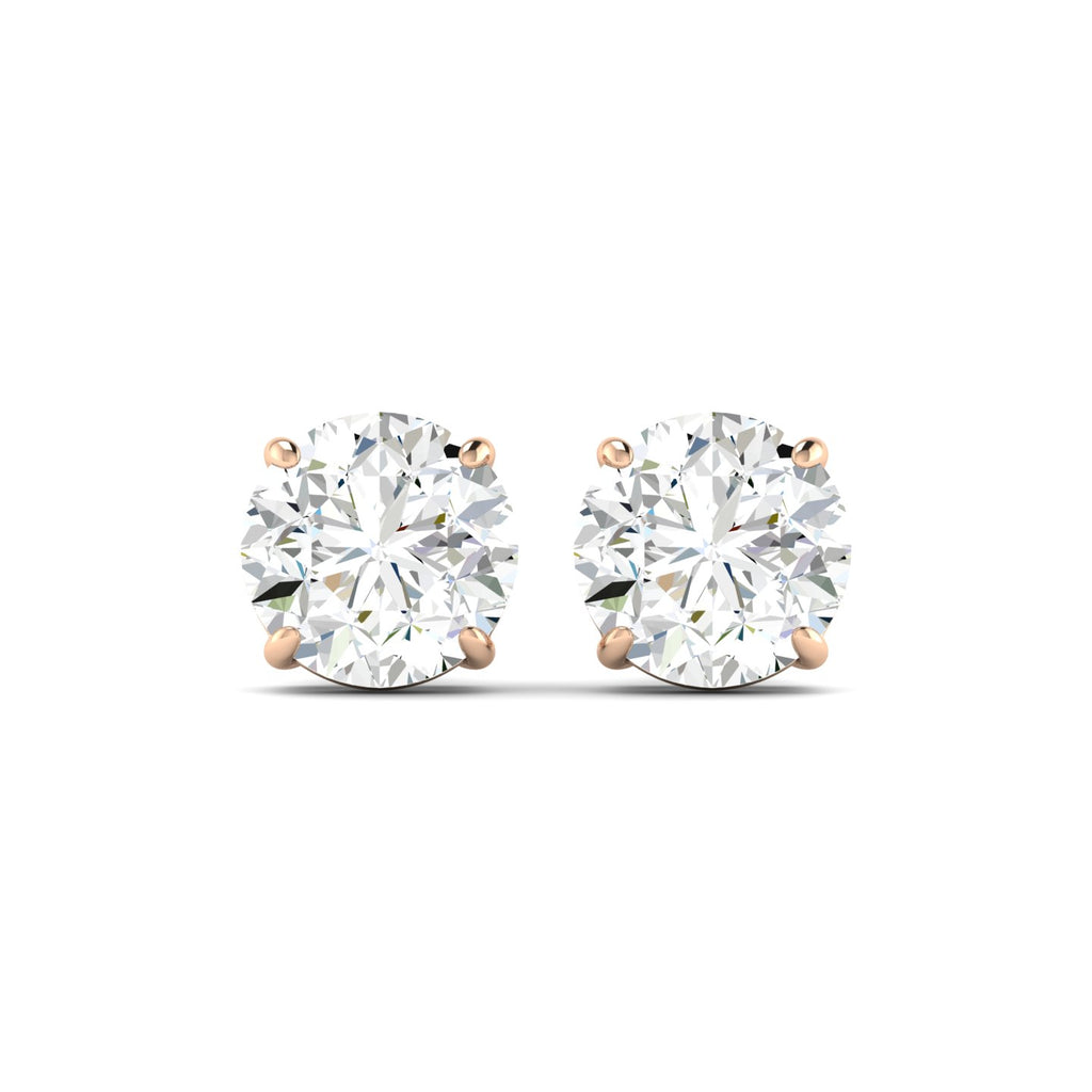 Lab Grown 3 Carat Diamond Earrings in 14K Rose Gold – VVS2 Clarity, D Color