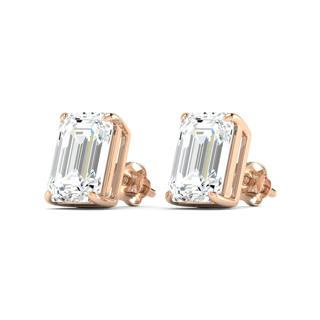 Lab Grown 3 Carat Diamond Earrings in 14K Rose Gold – VVS2 Clarity, D Color