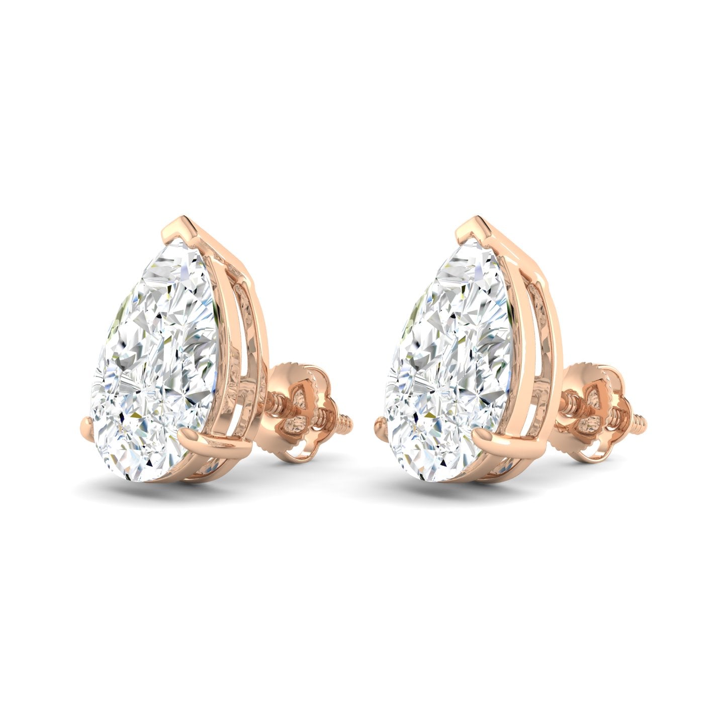 Lab Grown 3 Carat Diamond Earrings in 14K Rose Gold – VVS2 Clarity, D Color