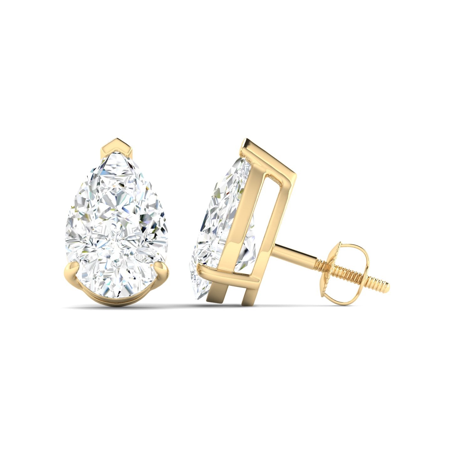 Lab Grown 3 Carat Diamond Earrings in 14K Yellow Gold – VVS2 Clarity, D Color