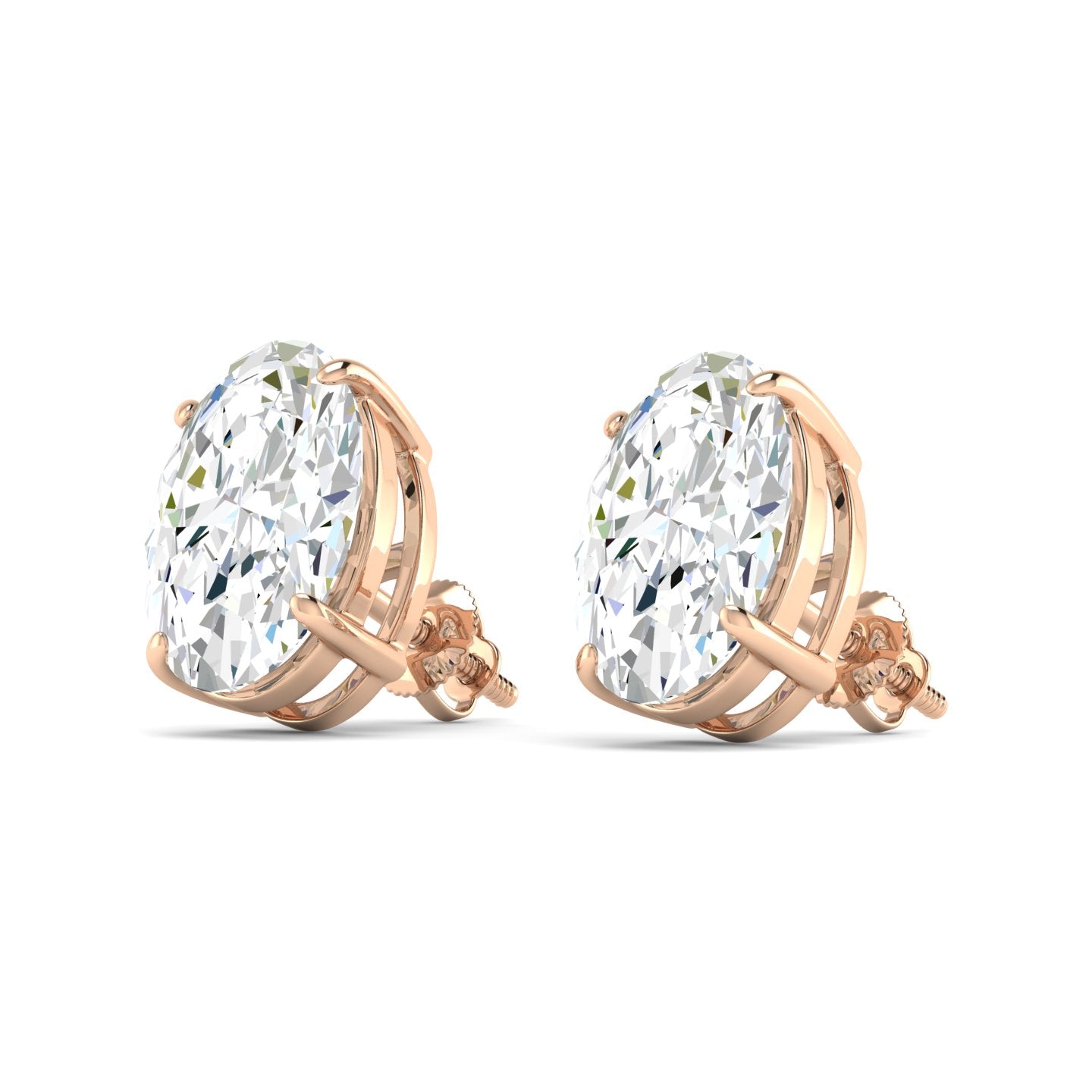 Lab Grown 3 Carat Diamond Earrings in 14K Rose Gold – VVS2 Clarity, D Color
