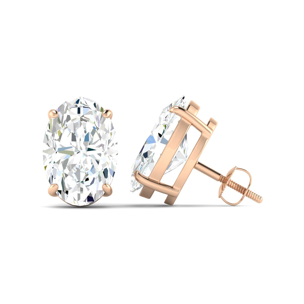 Lab Grown 3 Carat Diamond Earrings in 14K Rose Gold – VVS2 Clarity, D Color