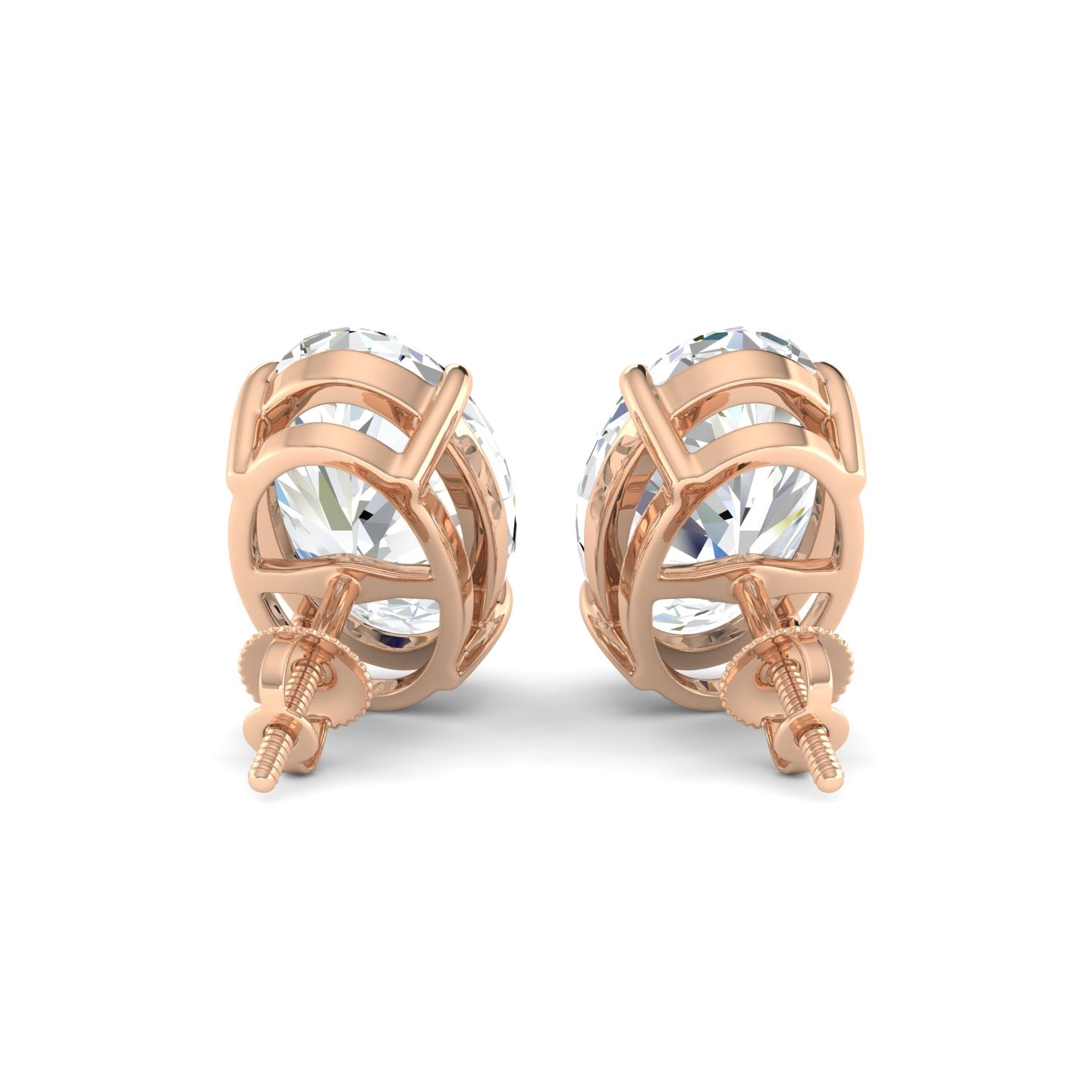 Lab Grown 3 Carat Diamond Earrings in 14K Rose Gold – VVS2 Clarity, D Color