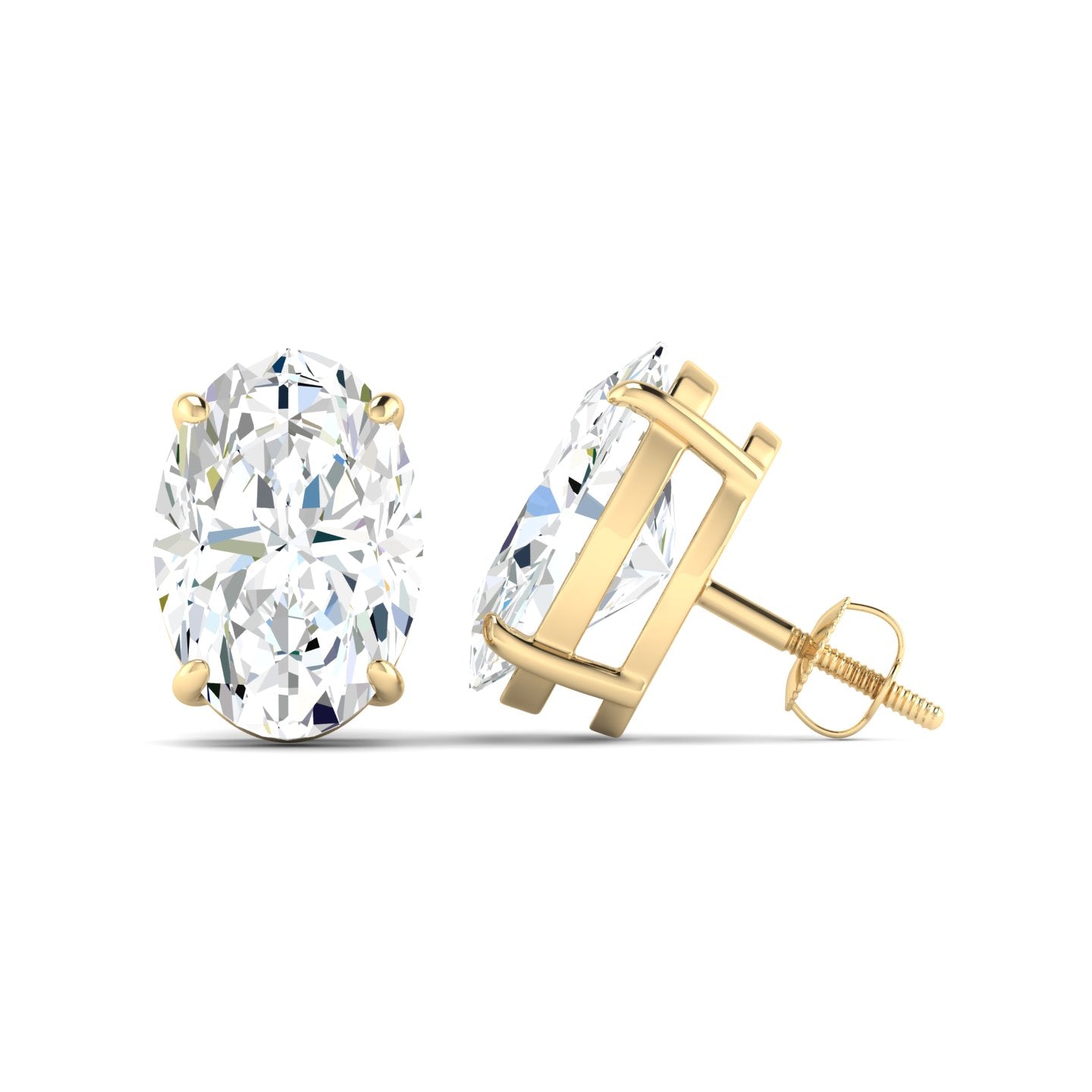 Lab Grown 3 Carat Diamond Earrings in 14K Yellow Gold – VVS2 Clarity, D Color