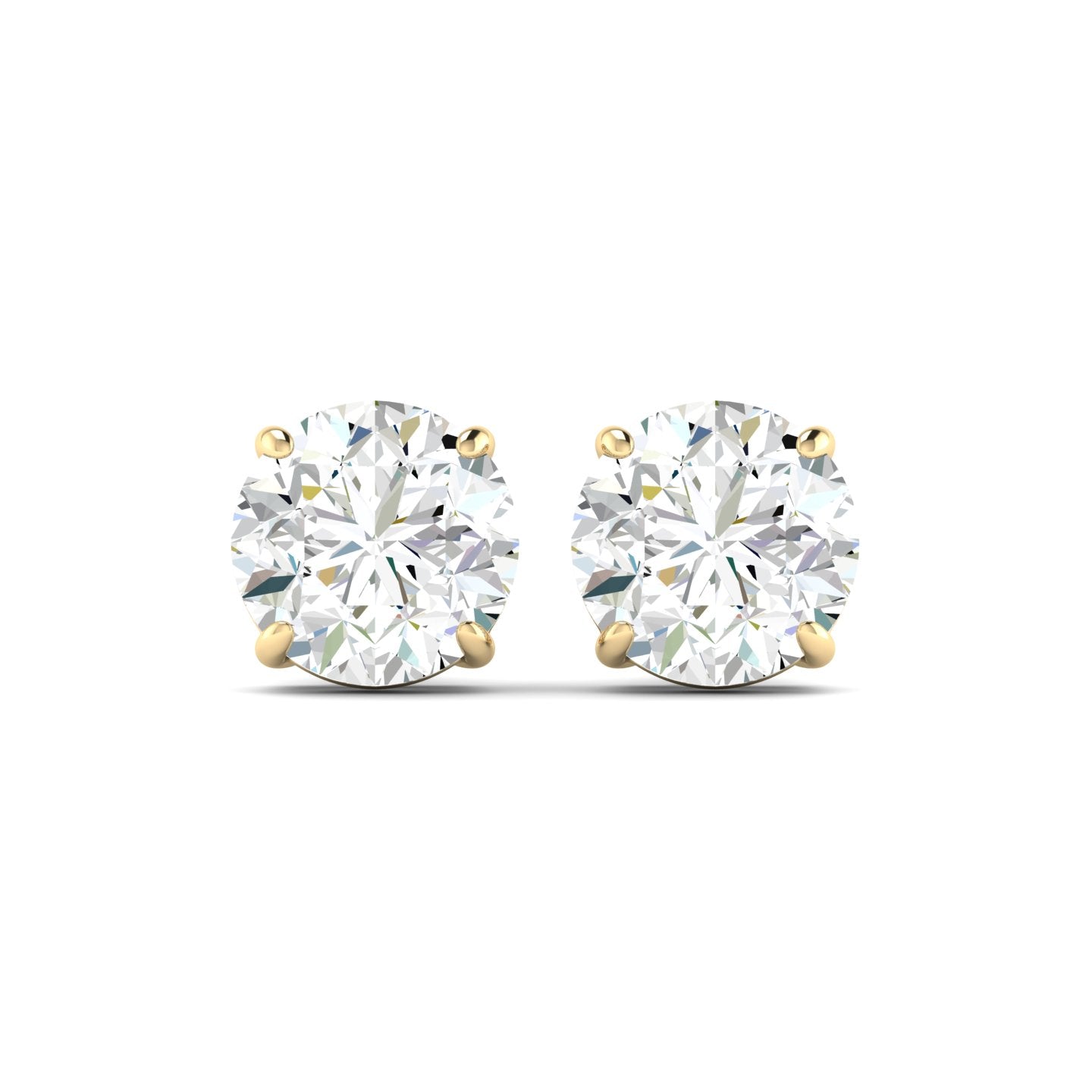 Lab Grown 3 Carat Diamond Earrings in 14K Yellow Gold – VVS2 Clarity, D Color