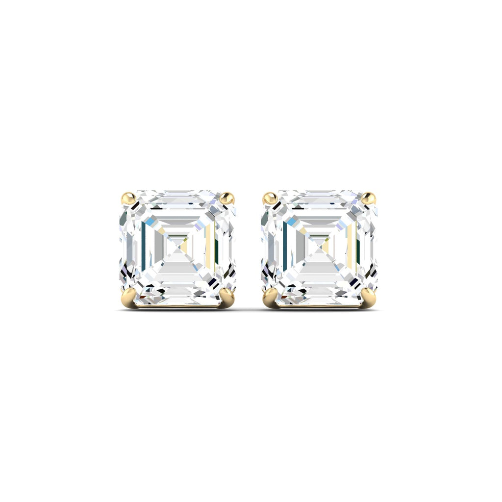 Asscher Cut Stud Earring - Yellow Gold
