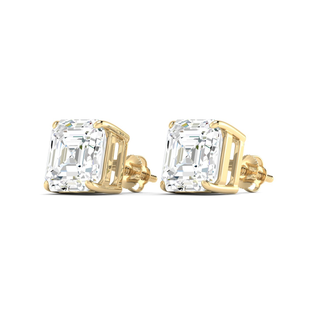 Asscher Cut Stud Earring - Yellow Gold