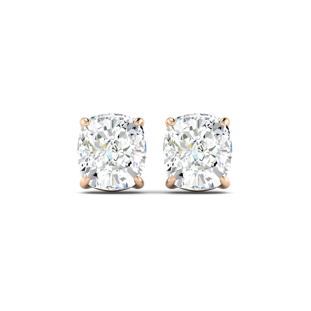 Cushion Cut Stud Earring - Rose Gold