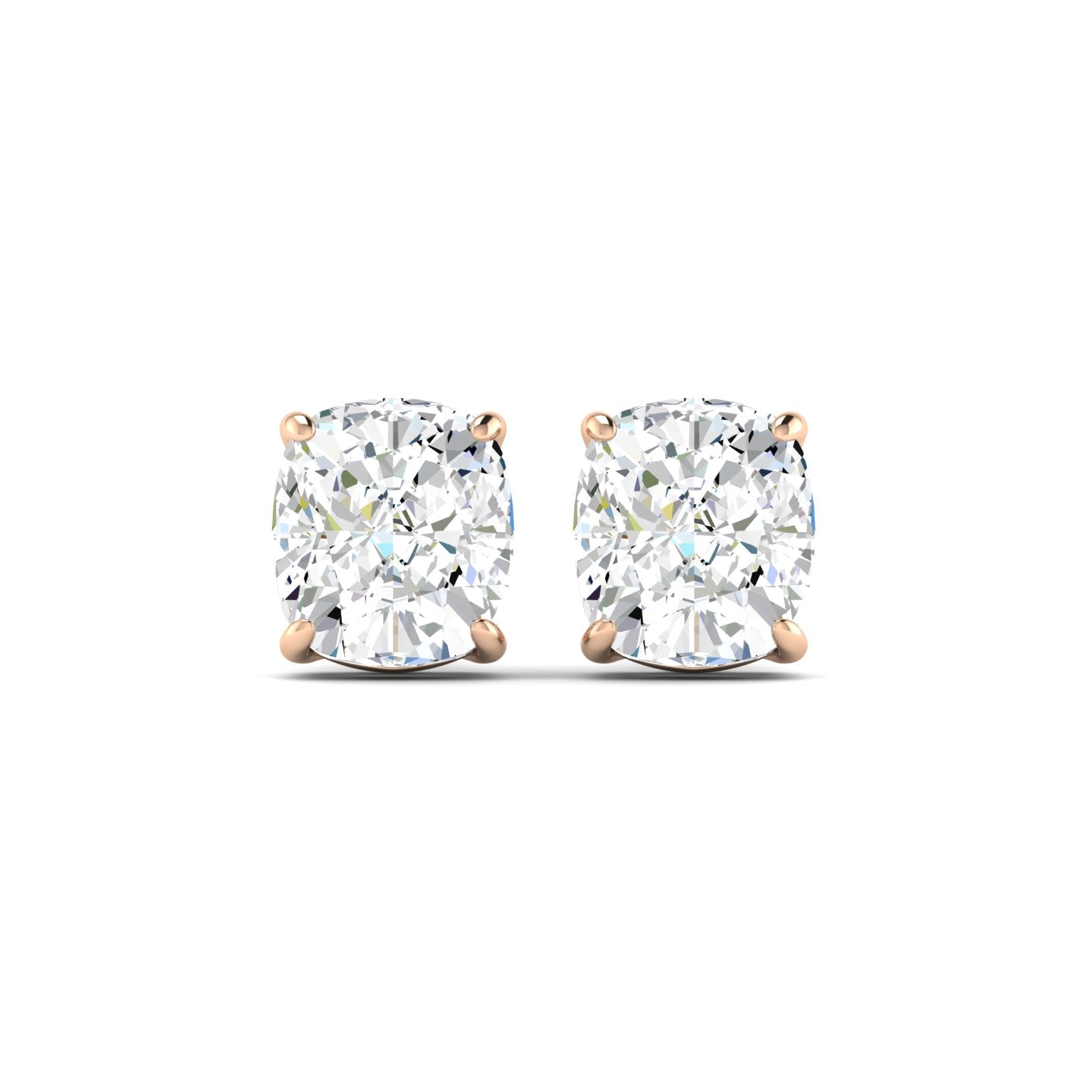 Cushion Cut Stud Earring - Rose Gold