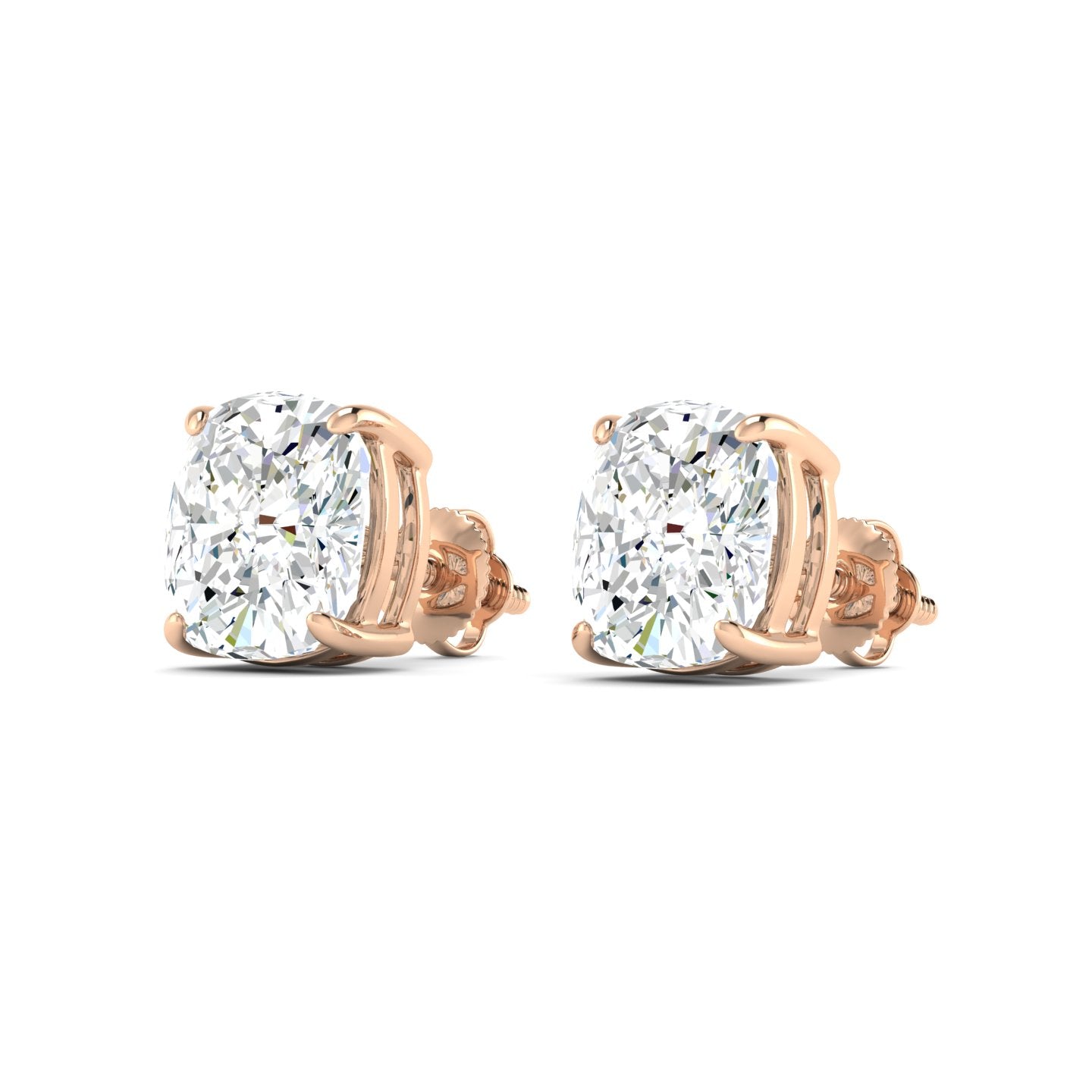 Cushion Cut Stud Earring - Rose Gold